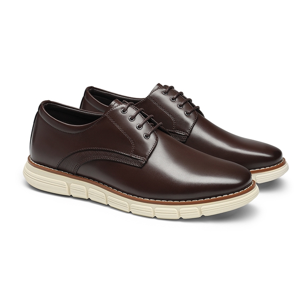 [CrossFlex NeatPolish] Men's Wide Plain-Toe Dress Sneakers - DARK BROWN - 3